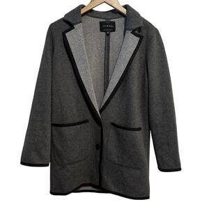 Lucky Brand Women's Gray Wool Knit Preppy Blazer jacket Sweater Academy Small